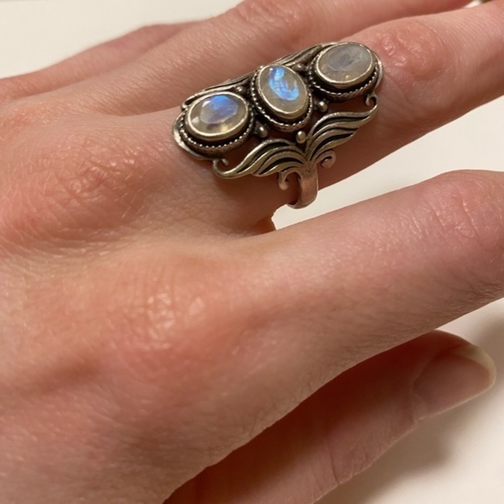 Silver and moonstone statement ring